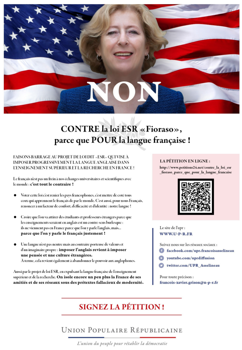Pétition contre la loi Fioraso. 