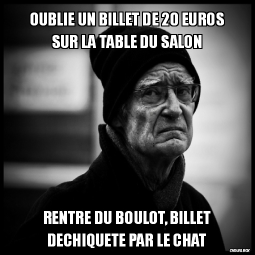 Oublie un billet de 20 euros sur la table du salon