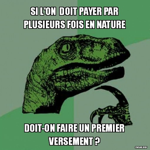 Si l'on  doit payer par plusieurs fois en nature