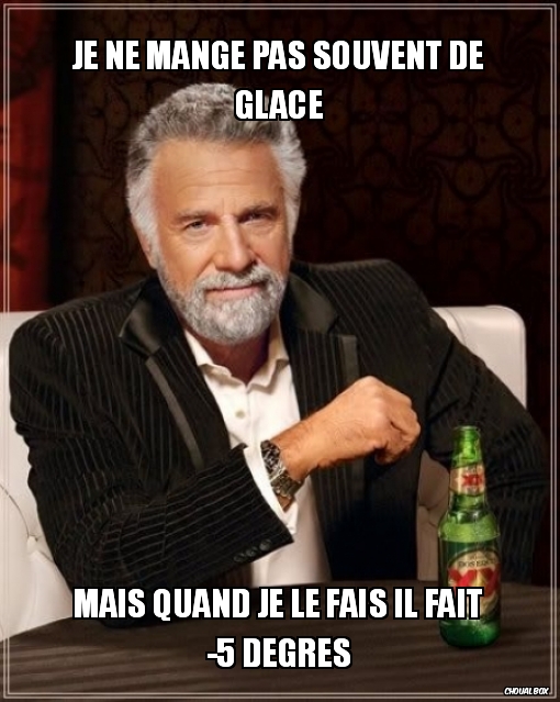 Je ne mange pas souvent de glace