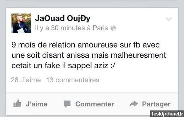 Les relations amoureuses sur Facebook.