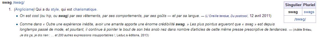 Trop SWAG... attend, SWAG sa veux dire quoi?