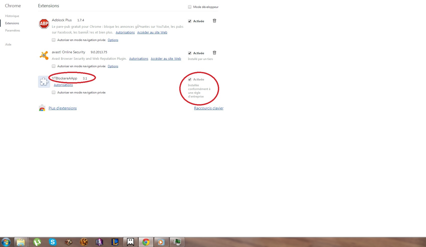 Problèmes d'extensions de navigateur