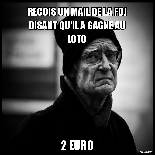 Reçois un mail de la FDJ disant qu'il a gagné au loto