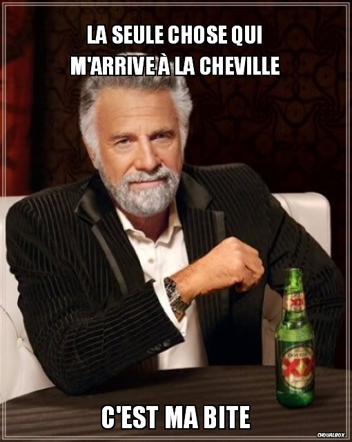La seule chose qui m'arrive à la cheville...