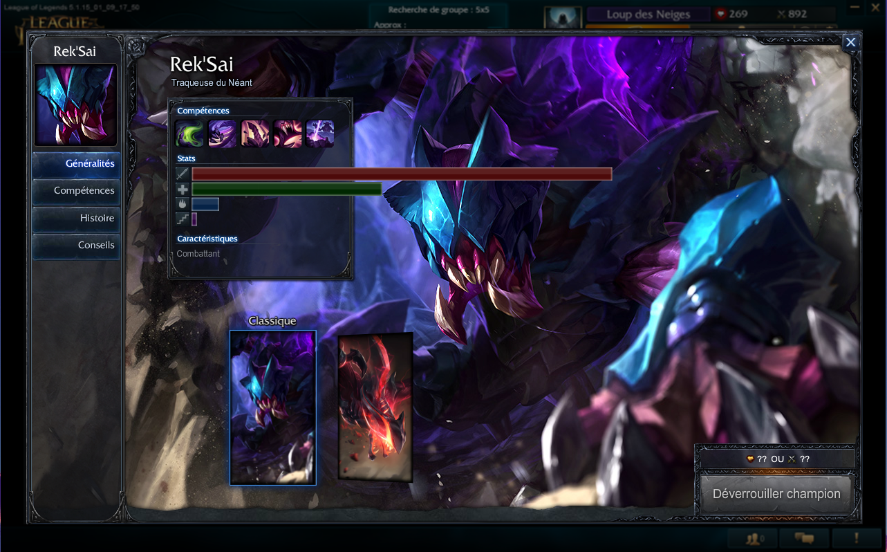 Rek'Sai, correction d'un bug faussant les statistiques