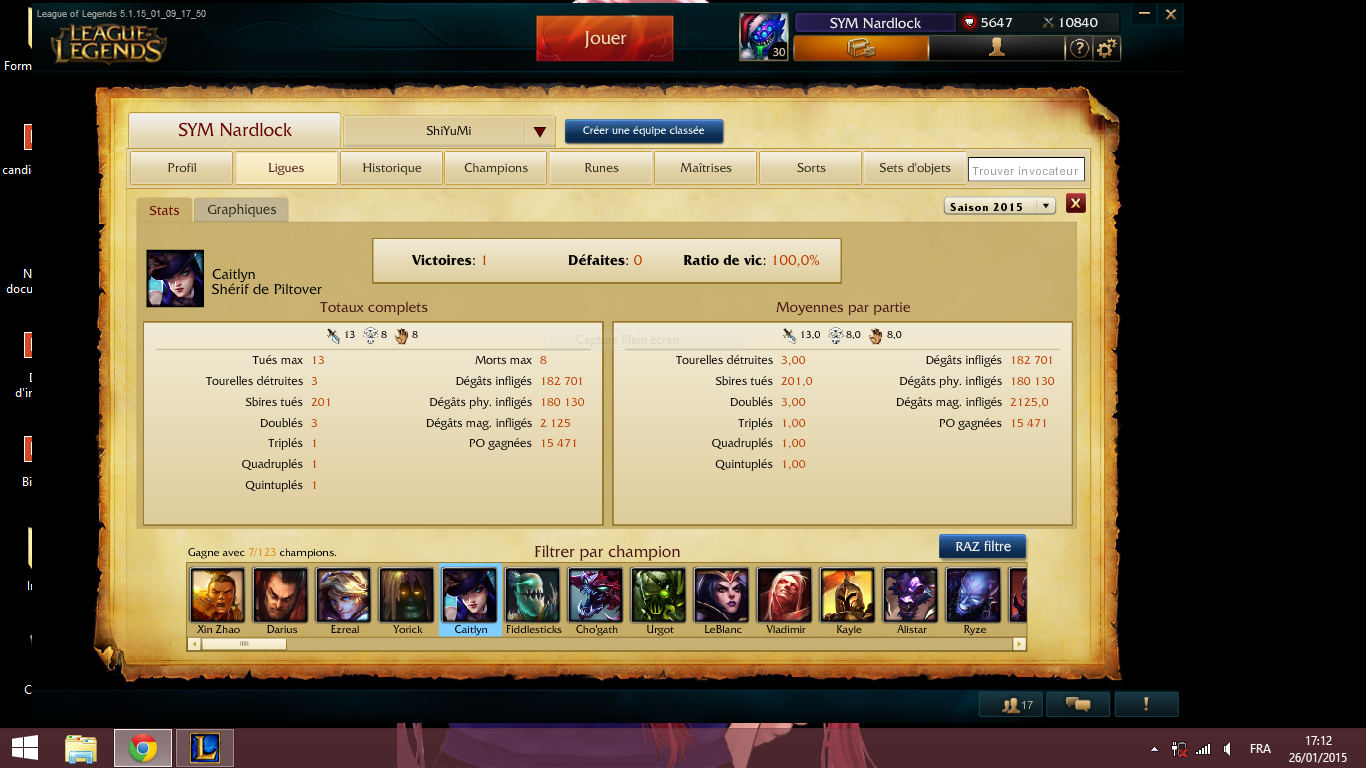 Première partie classé avec caitlyn