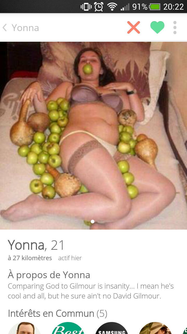il y en a pour tous les goûts sur Tinder  ^^