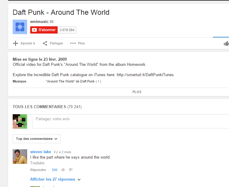 Daft Punk et Youtube ....
