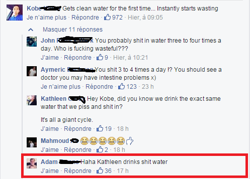 L'eau des toilettes c'est ce qu'il y a de mieux