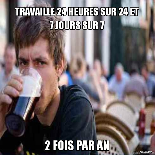 Travaille 24 heures sur 24 et 7 jours sur 7