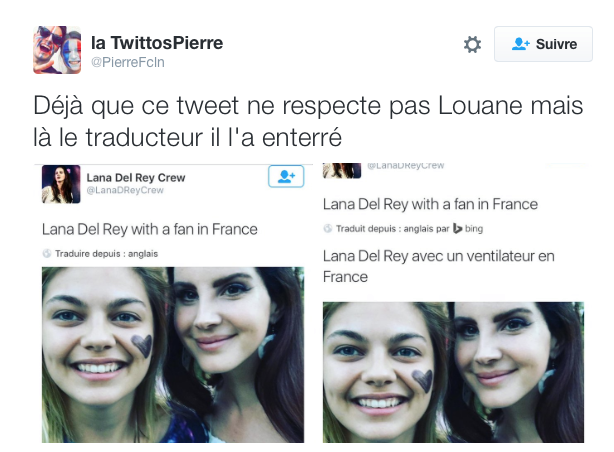 Même le traducteur Bing ne respecte pas Louane
