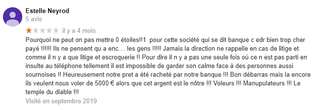Commentaire google sur le &quot;crédit immobilier de France&quot;