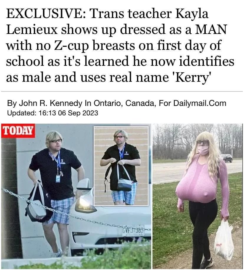 Le Professeur d'atelier de l'Ontario, Trans avec des giga boobs se re-identifie comme un homme désormais