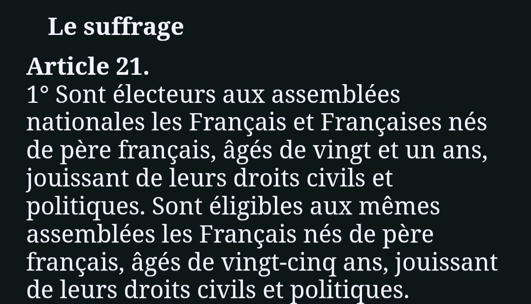 La toute première mention de l'accès au droit de vote des femmes dans un projet de constitution française date de.... 1944.