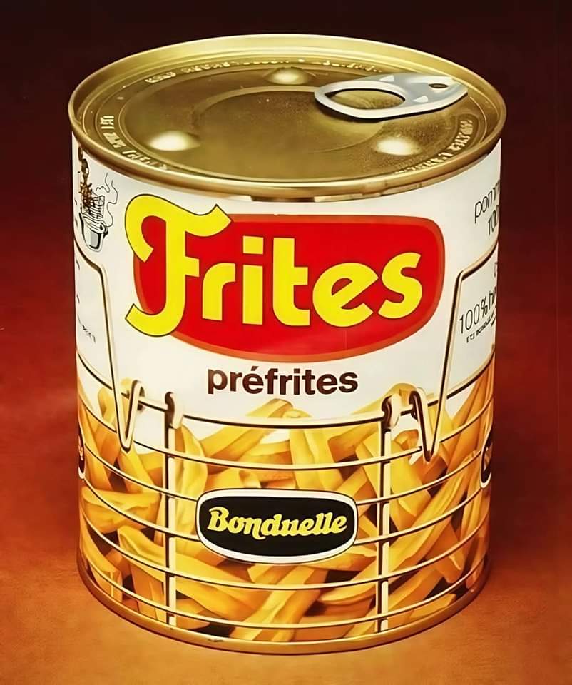 En 1974, Bonduelle tente de lancer les frites précuites en boîte de conserve, mais l’échec est total. Le produit est retiré du marché 4  mois après sa sortie.