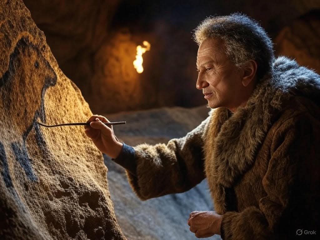 Michel, jadis, en train de taguer un mur.