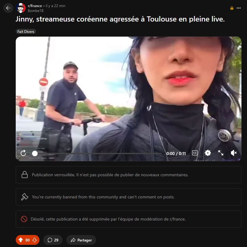 Poster sur le R/France et se faire ban : Check.