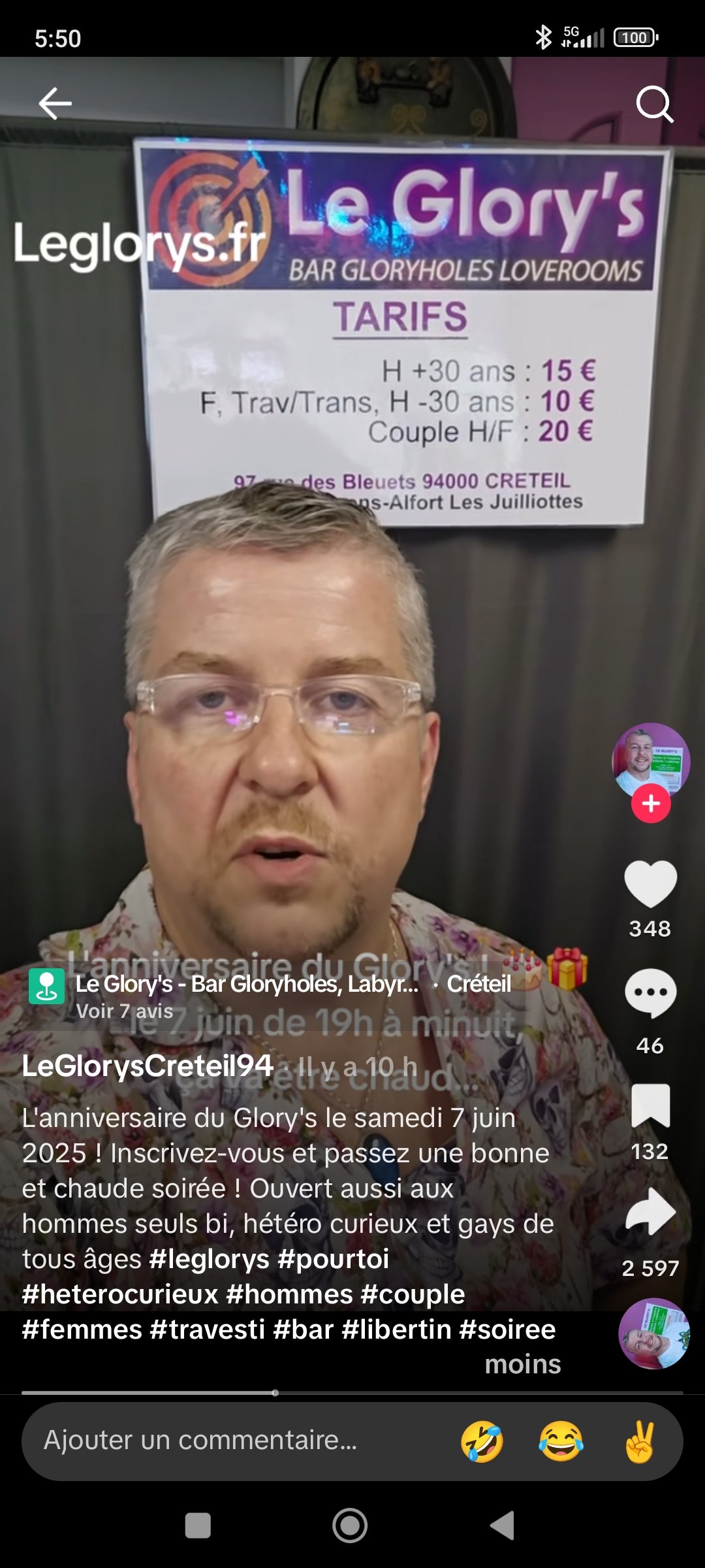 Soirée anniversaire du glory's pour les chouals parisiens