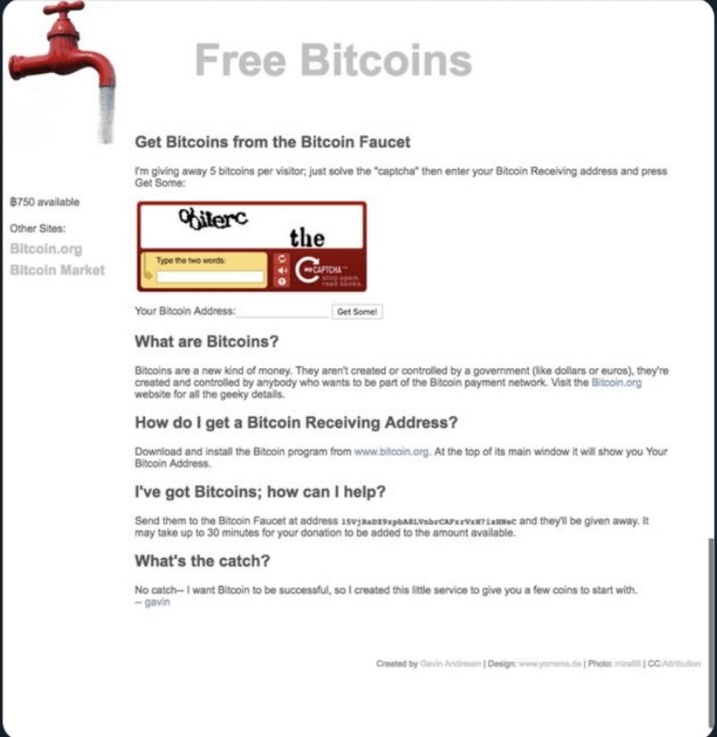 Il y a 15 ans jour pour jour, ce site donnait 5 BTC a n’importe qui pour résoudre un captcha. Il a fini par distribuer pour 2 milliards de dollars. Presque 20.000 btc