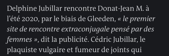 Delphine Jubillar a rencontré son amant sur Gleeden