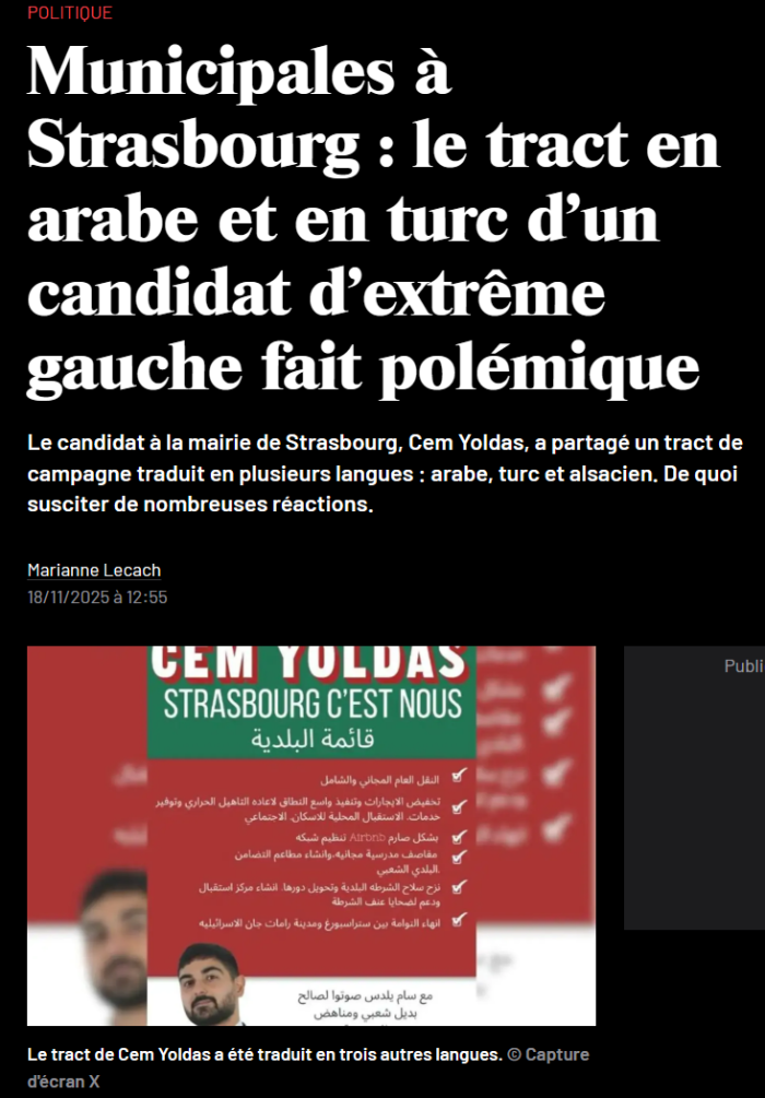 Municipales à Strasbourg : le tract en arabe