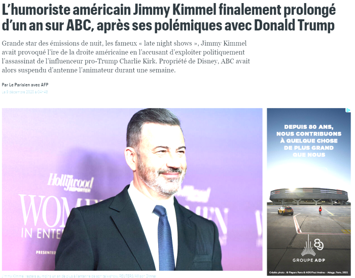 Jimmy Kimmel finalement prolongé d’un an sur ABC, après ses polémiques avec Donald Trump