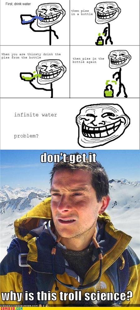 Troll science, infinite water