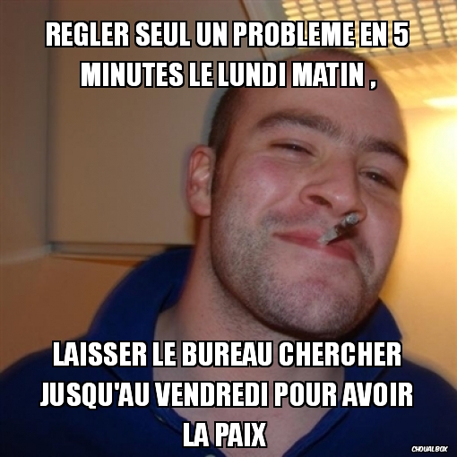 régler seul un problème en 5 minutes le lundi matin ,
