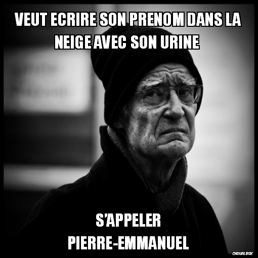 veut ecrire son prenom dans la neige avec son urine 