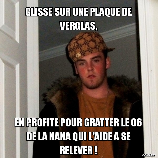 glisse sur une plaque de verglas,