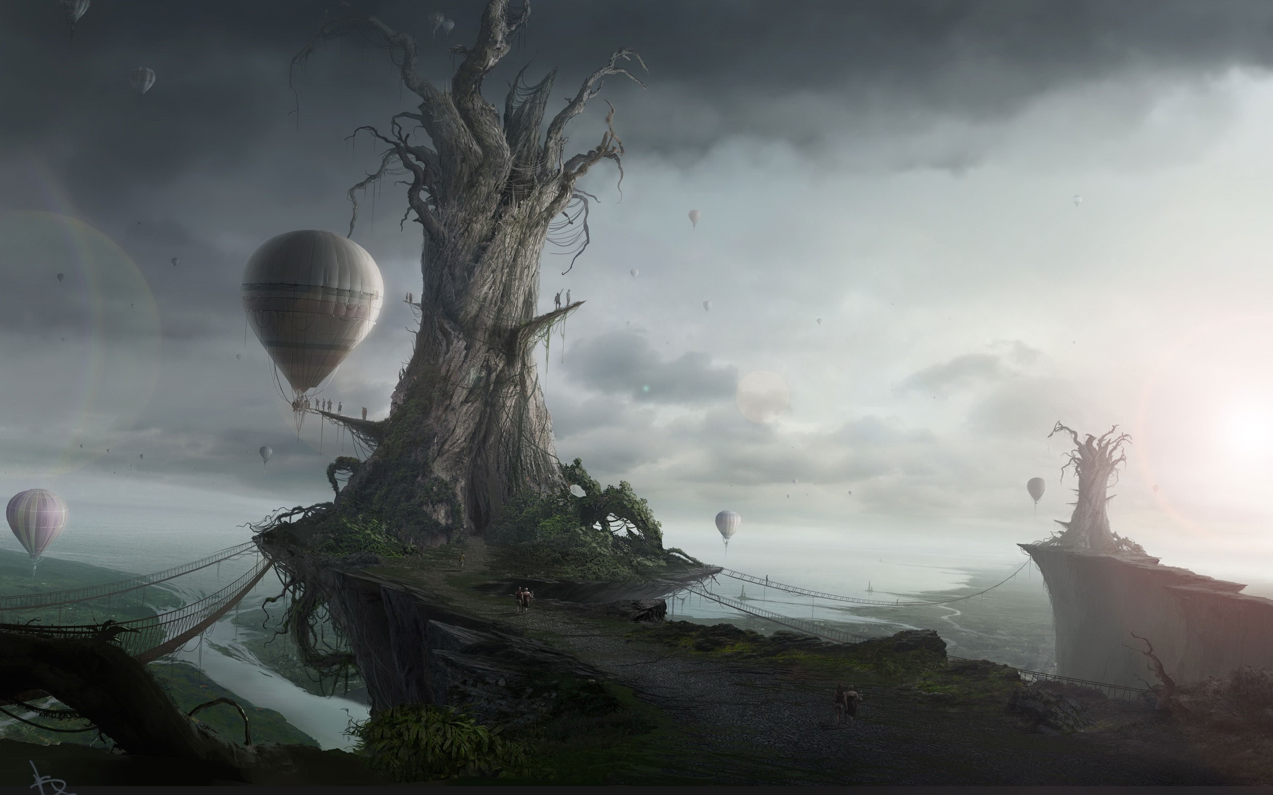 Fantasy Art (arbre, mongolfière)