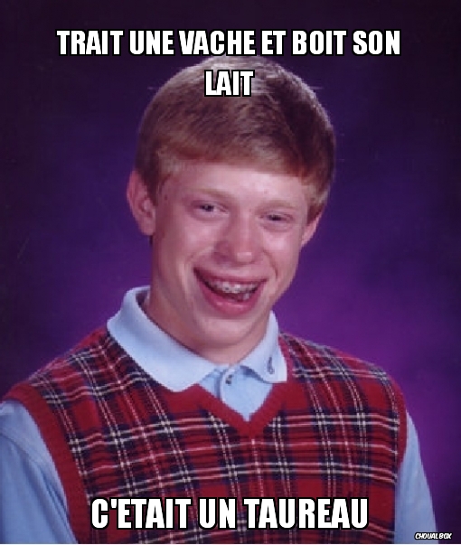 Trait une vache et boit son lait