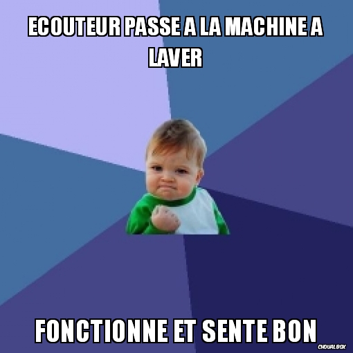écouteur passe à la machine à laver