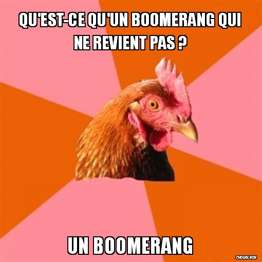 Qu\'est-ce qu\'un boomerang qui ne revient pas ?