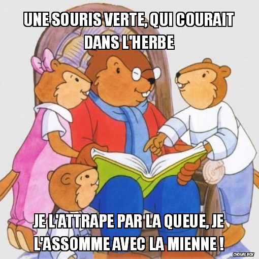 Une souris verte, qui courait dans l\'herbe