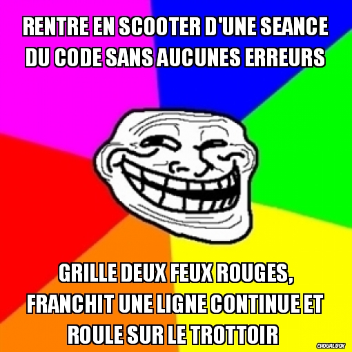 Rentre en scooter d\'une séance du Code