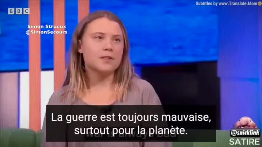 &quot;Il existe de nombreux nouveaux concepts d'avions de combat alimentés par batterie et capables de transporter des missiles biodégradables.&quot; G. Thunberg