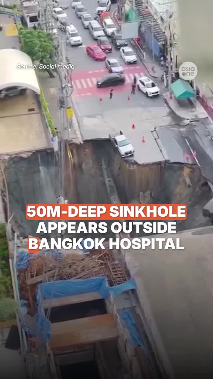 Un gouffre, de 50 mètres de profondeur, apparait devant l'hôpital Vajira à Bangkok
