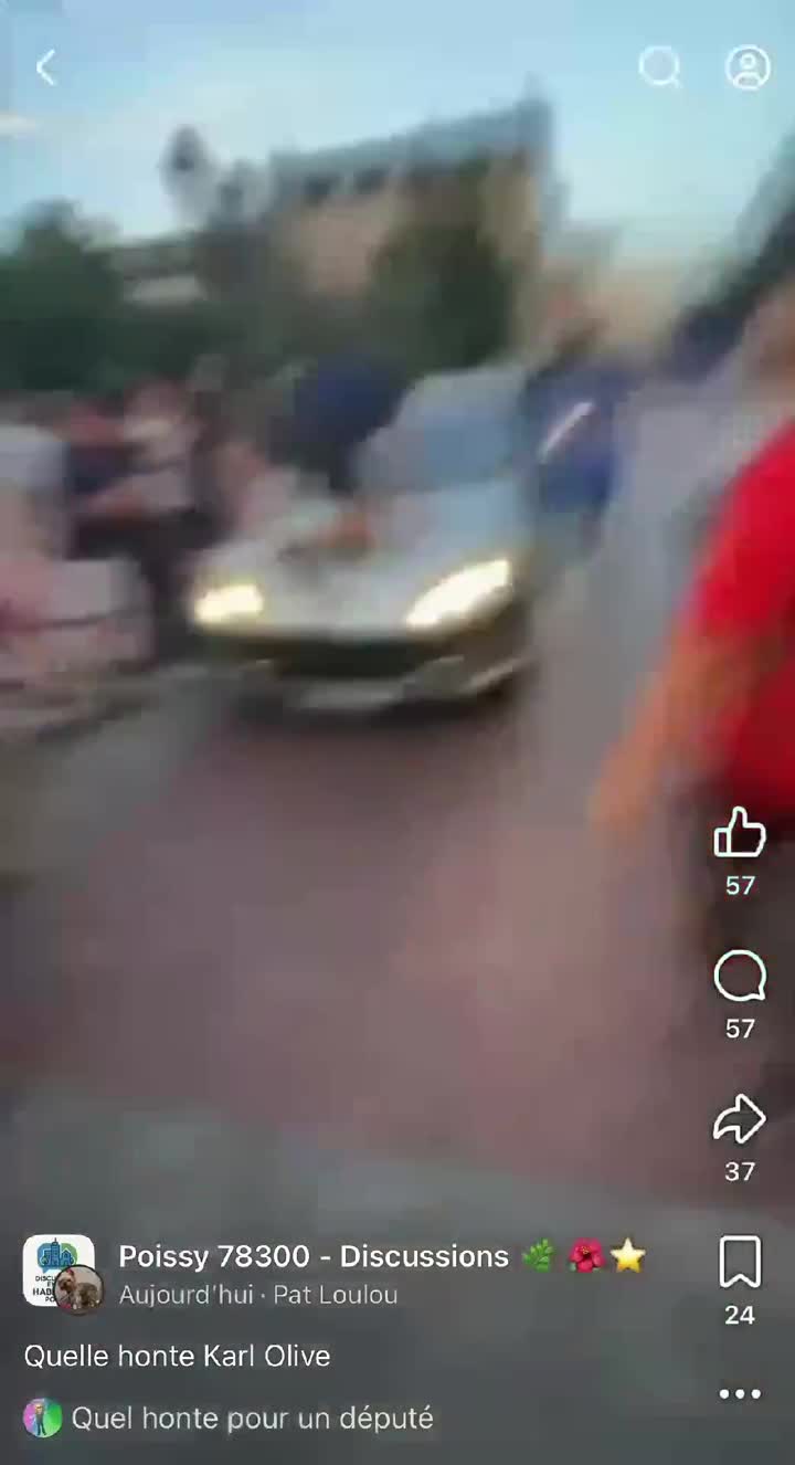 Karl Olive, député Renaissance et ancien LR, monte sur le capot d'une voiture pour célébrer la victoire du PSG (bruits de singes)