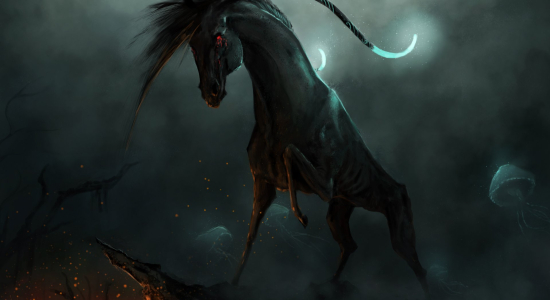 Dark horse des ténèbres de la nuit obscure de la mort