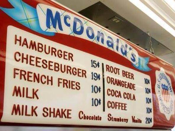 [1960] Le menu au McDonald's