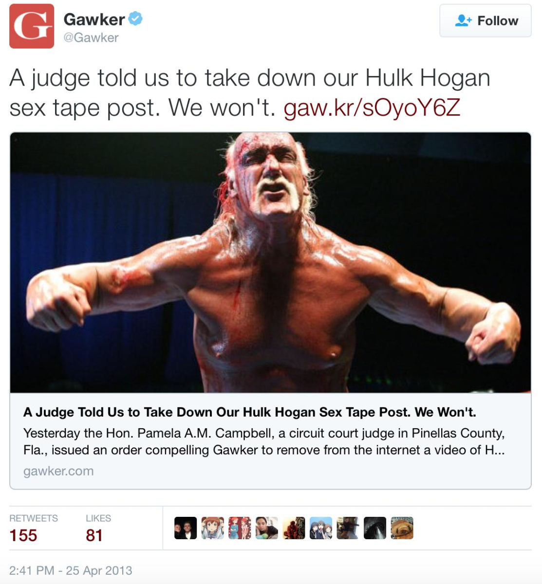 Gawker condamné à verser 115 millions de dollars à Hulk Hogan