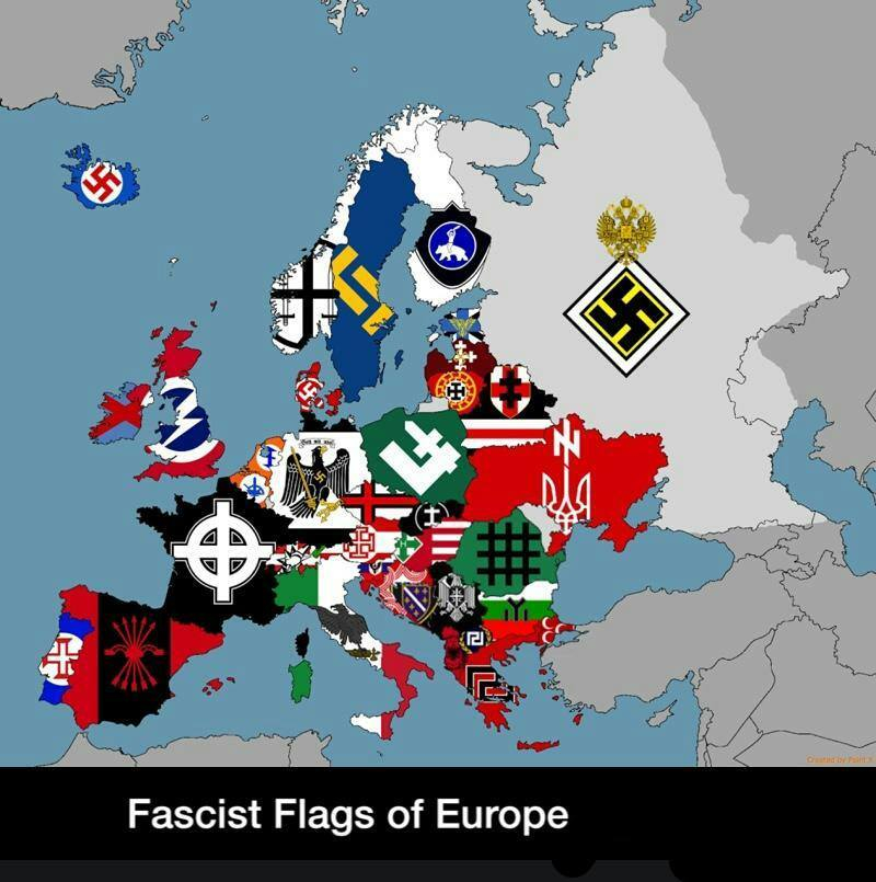 Les drapeaux des fascistes européens