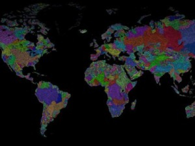Carte du monde détaillée des bassin fluviaux