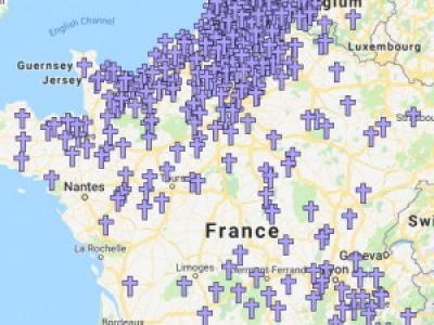 Google Map : les chevaliers francais morts à Azincourt
