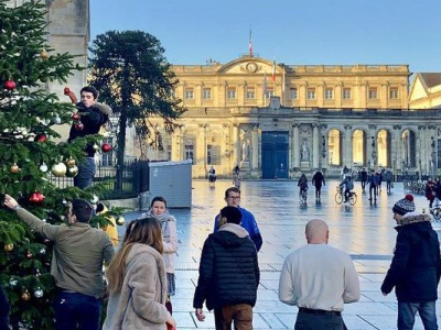 Bordeaux : un « vrai » sapin installé devant la cathédrale